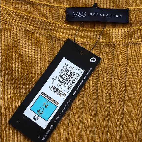 M&S Collection NWT gold Variegated ribbed sweater - Picture 4 of 7